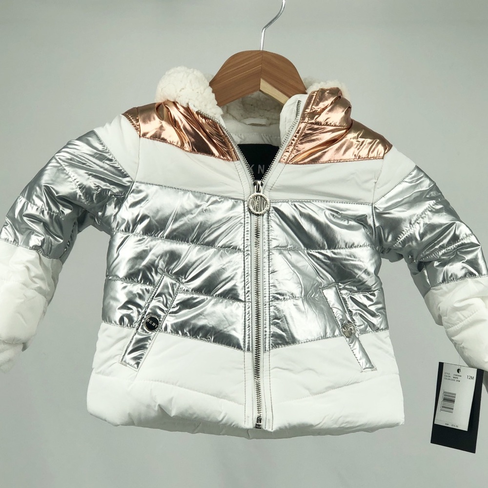 NWT DKNY Girl’s Metallic Puffer Coat 12 Months